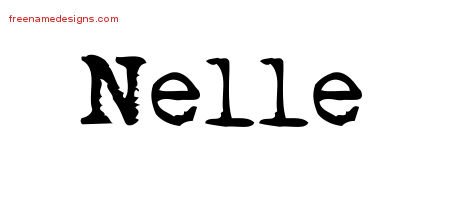 Vintage Writer Name Tattoo Designs Nelle Free Lettering