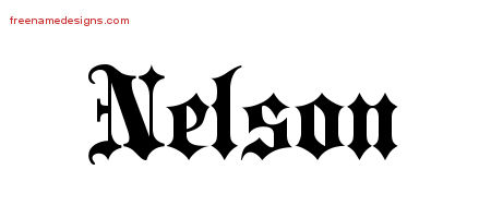 Old English Name Tattoo Designs Nelson Free Lettering