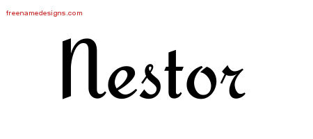 Calligraphic Stylish Name Tattoo Designs Nestor Free Graphic