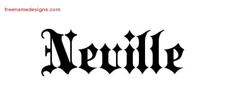 Old English Name Tattoo Designs Neville Free Lettering