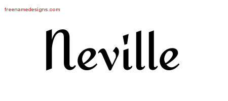 Calligraphic Stylish Name Tattoo Designs Neville Free Graphic