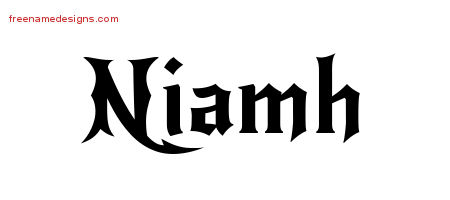 Gothic Name Tattoo Designs Niamh Free Graphic
