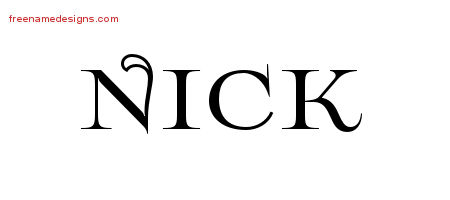 Flourishes Name Tattoo Designs Nick Graphic Download