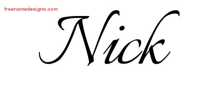 Calligraphic Name Tattoo Designs Nick Free Graphic