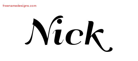 Art Deco Name Tattoo Designs Nick Graphic Download