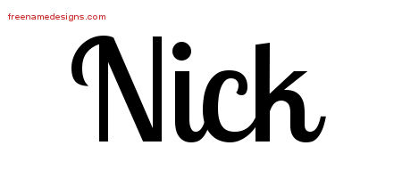 Handwritten Name Tattoo Designs Nick Free Printout