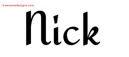 Calligraphic Stylish Name Tattoo Designs Nick Free Graphic