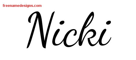 Lively Script Name Tattoo Designs Nicki Free Printout