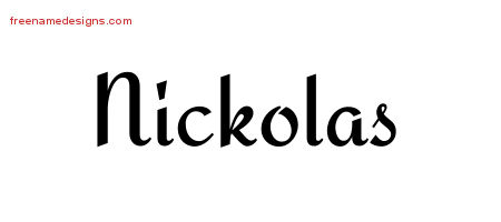 Calligraphic Stylish Name Tattoo Designs Nickolas Free Graphic