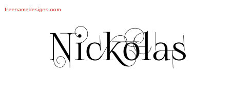 Decorated Name Tattoo Designs Nickolas Free Lettering