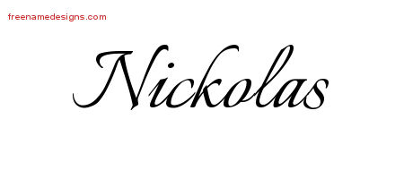 Calligraphic Name Tattoo Designs Nickolas Free Graphic