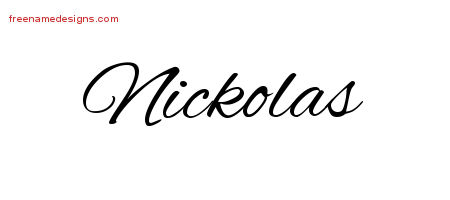 Cursive Name Tattoo Designs Nickolas Free Graphic