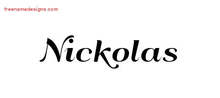 Art Deco Name Tattoo Designs Nickolas Graphic Download