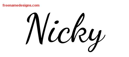 Lively Script Name Tattoo Designs Nicky Free Printout