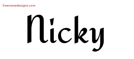 Calligraphic Stylish Name Tattoo Designs Nicky Free Graphic
