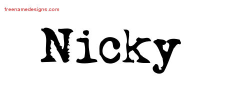 Vintage Writer Name Tattoo Designs Nicky Free Lettering