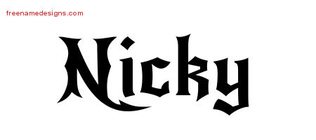 Gothic Name Tattoo Designs Nicky Free Graphic