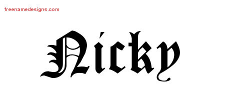 Blackletter Name Tattoo Designs Nicky Printable