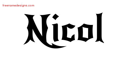 Gothic Name Tattoo Designs Nicol Free Graphic