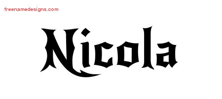 Gothic Name Tattoo Designs Nicola Free Graphic