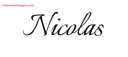 Calligraphic Name Tattoo Designs Nicolas Free Graphic