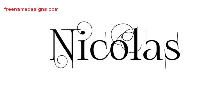 Decorated Name Tattoo Designs Nicolas Free Lettering
