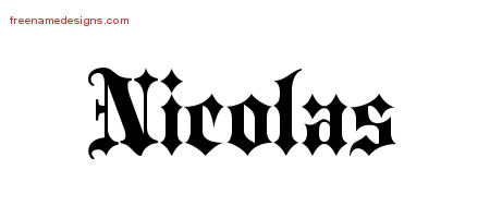 Old English Name Tattoo Designs Nicolas Free Lettering