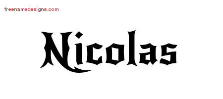 Gothic Name Tattoo Designs Nicolas Download Free