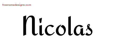 Calligraphic Stylish Name Tattoo Designs Nicolas Free Graphic