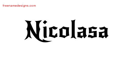 Gothic Name Tattoo Designs Nicolasa Free Graphic