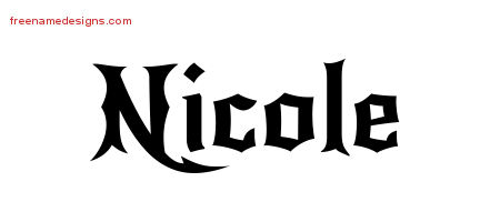 Gothic Name Tattoo Designs Nicole Free Graphic