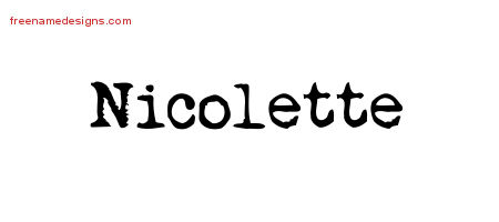 Vintage Writer Name Tattoo Designs Nicolette Free Lettering