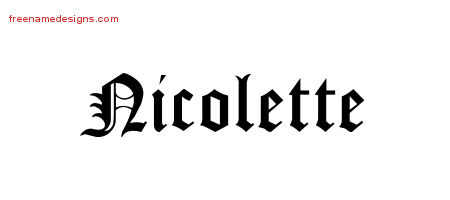 Blackletter Name Tattoo Designs Nicolette Graphic Download