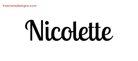 Handwritten Name Tattoo Designs Nicolette Free Download