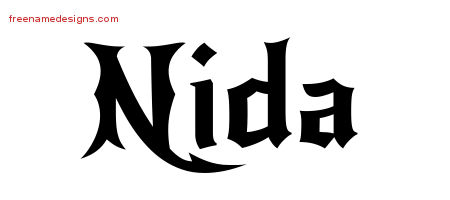 Gothic Name Tattoo Designs Nida Free Graphic