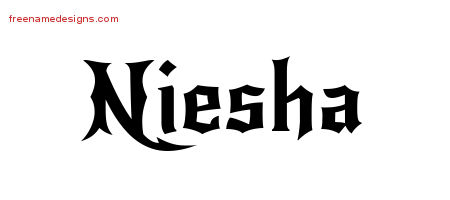 Gothic Name Tattoo Designs Niesha Free Graphic