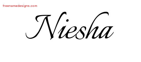 Calligraphic Name Tattoo Designs Niesha Download Free