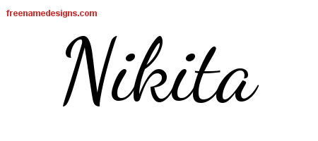 Lively Script Name Tattoo Designs Nikita Free Printout