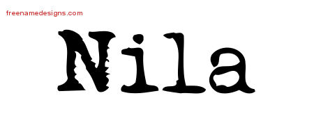 Vintage Writer Name Tattoo Designs Nila Free Lettering