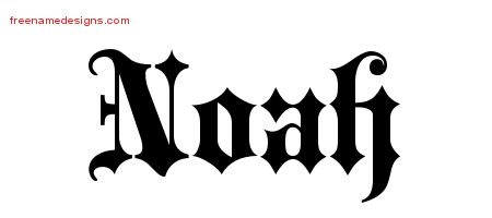 Old English Name Tattoo Designs Noah Free Lettering