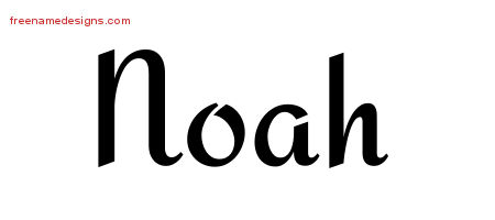 Calligraphic Stylish Name Tattoo Designs Noah Free Graphic