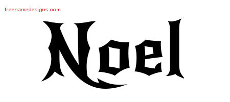 Gothic Name Tattoo Designs Noel Free Graphic