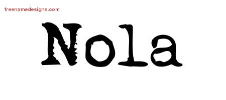 Vintage Writer Name Tattoo Designs Nola Free Lettering