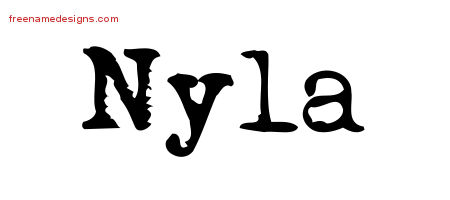 Vintage Writer Name Tattoo Designs Nyla Free Lettering