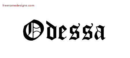 Blackletter Name Tattoo Designs Odessa Graphic Download