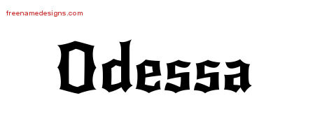 Gothic Name Tattoo Designs Odessa Free Graphic