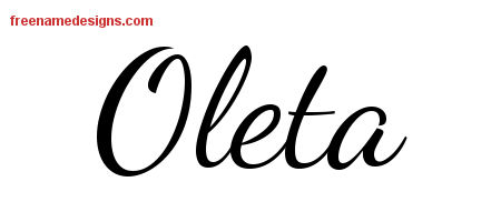 Lively Script Name Tattoo Designs Oleta Free Printout