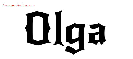 Gothic Name Tattoo Designs Olga Free Graphic