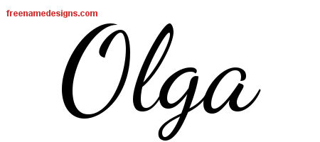 Lively Script Name Tattoo Designs Olga Free Printout
