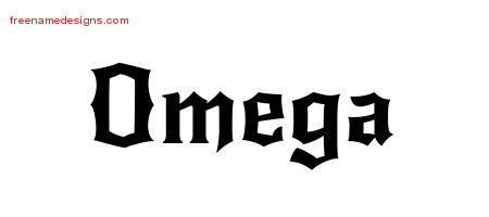 Gothic Name Tattoo Designs Omega Free Graphic